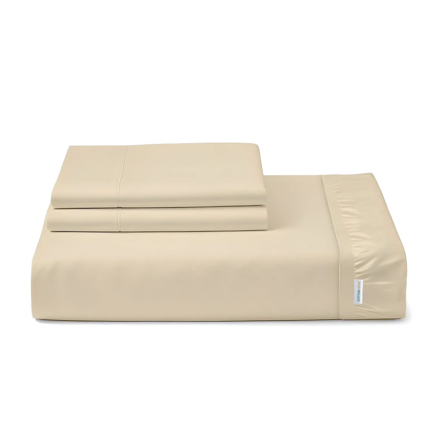 100% Egyptian Cotton 3PC Fitted Sheet 160X200 30CM Cotton Home Sateen Beige