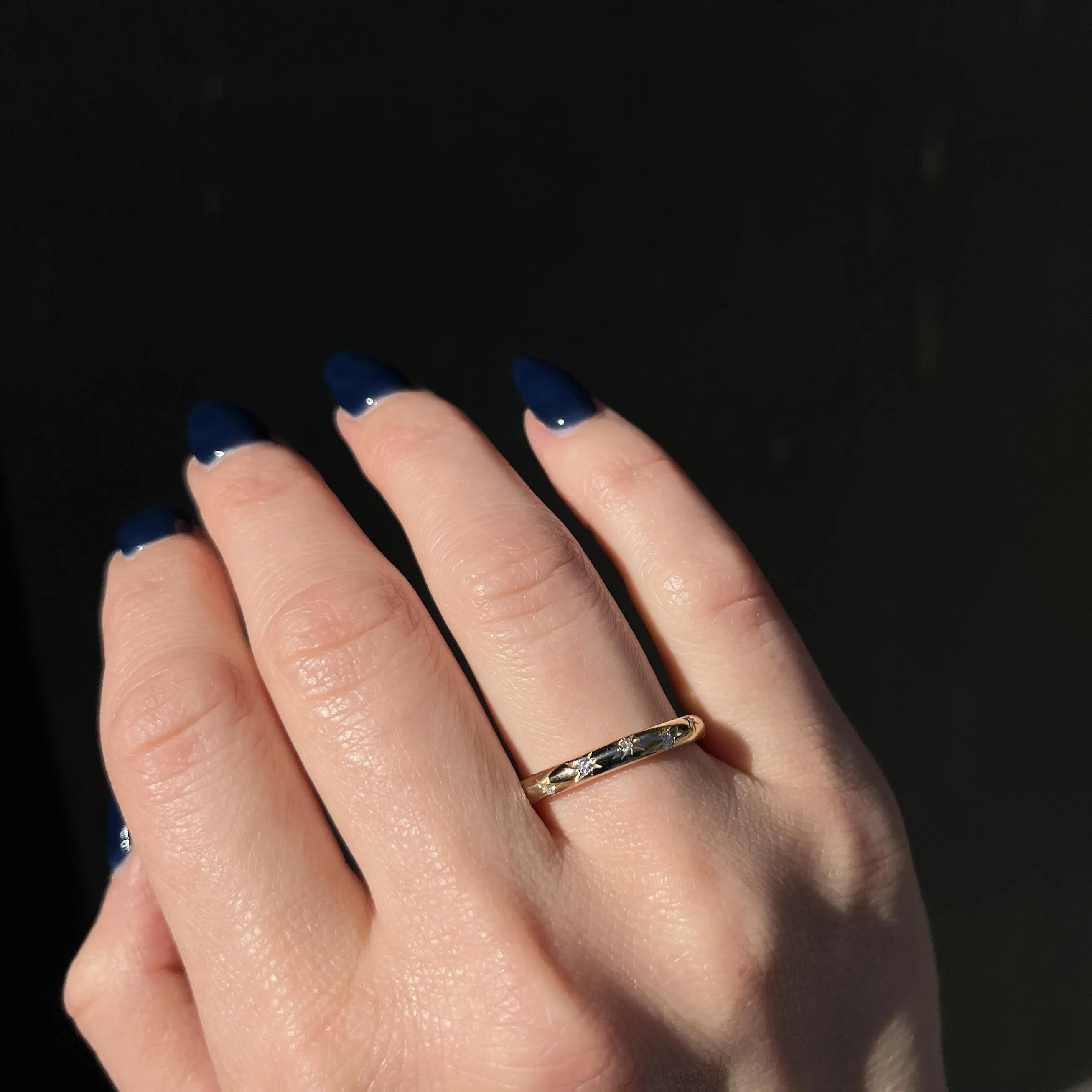 14K Yellow Gold 0.09 CTW Diamond Star Scatter Band