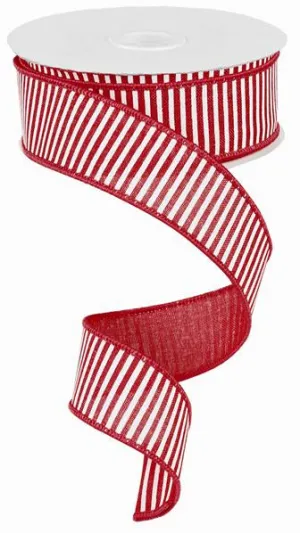 1.5"x10yd Horizontal Stripes On Royal Burlap, Red/White  NV2 JY3