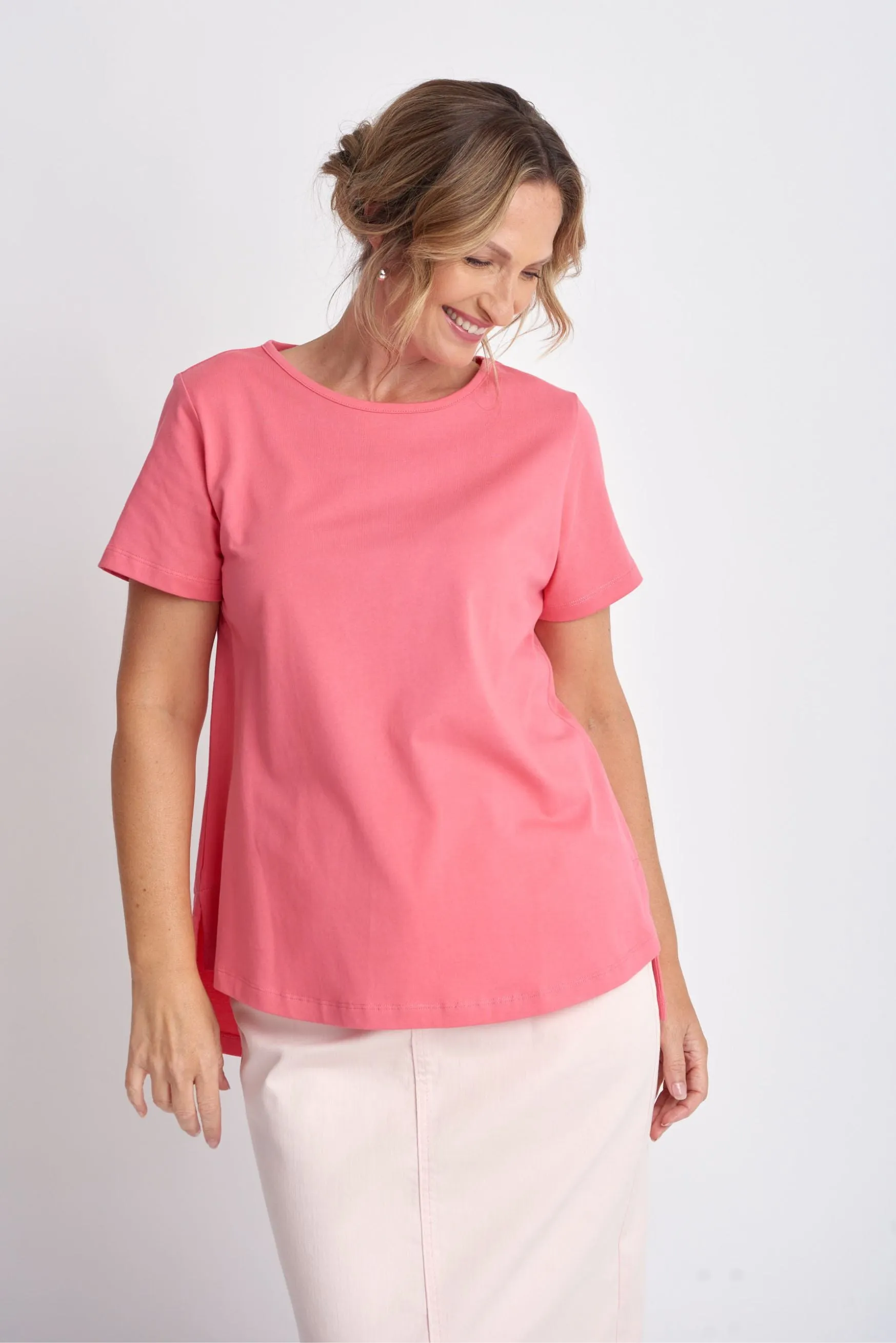 A Line Cotton Tee Coral