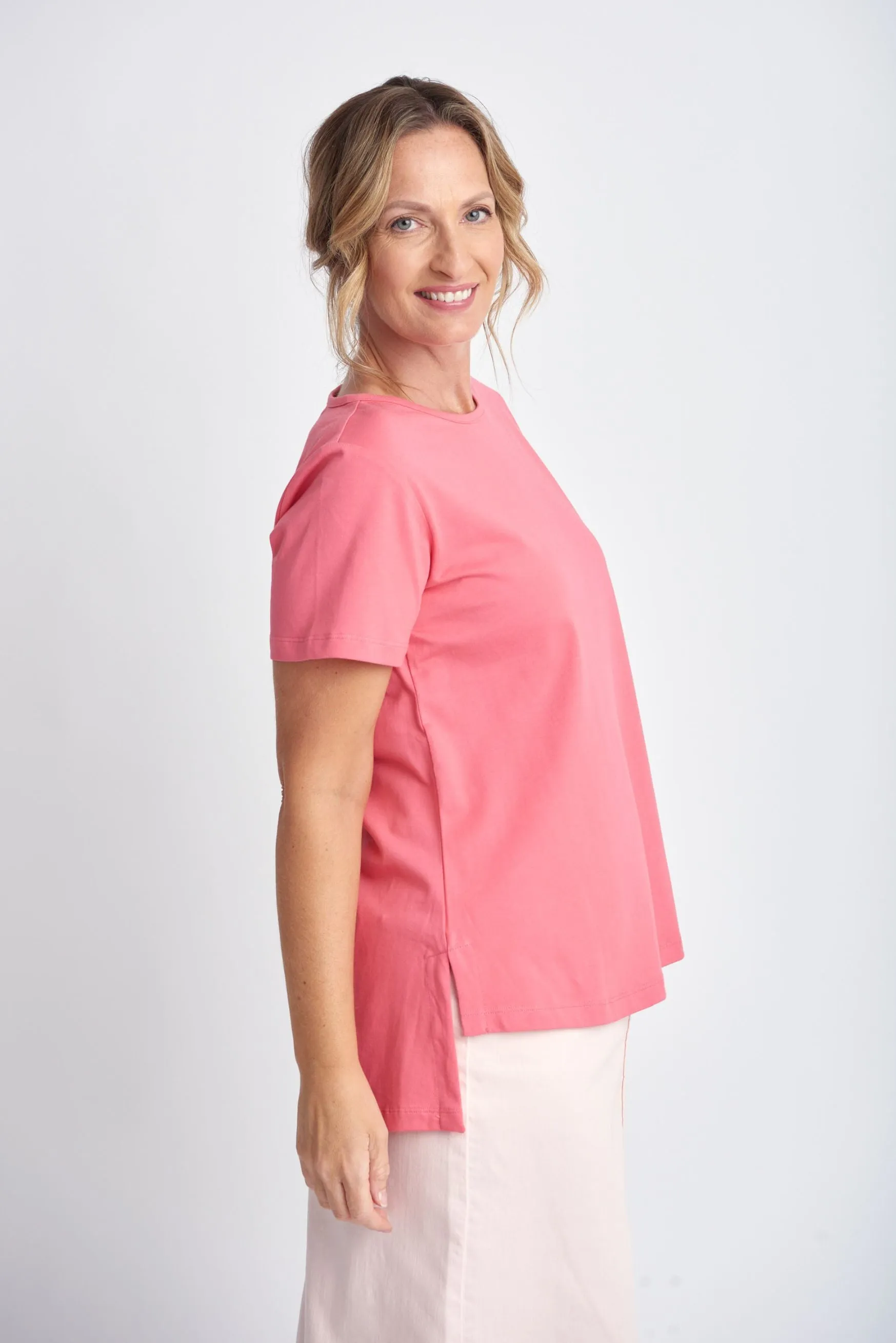 A Line Cotton Tee Coral