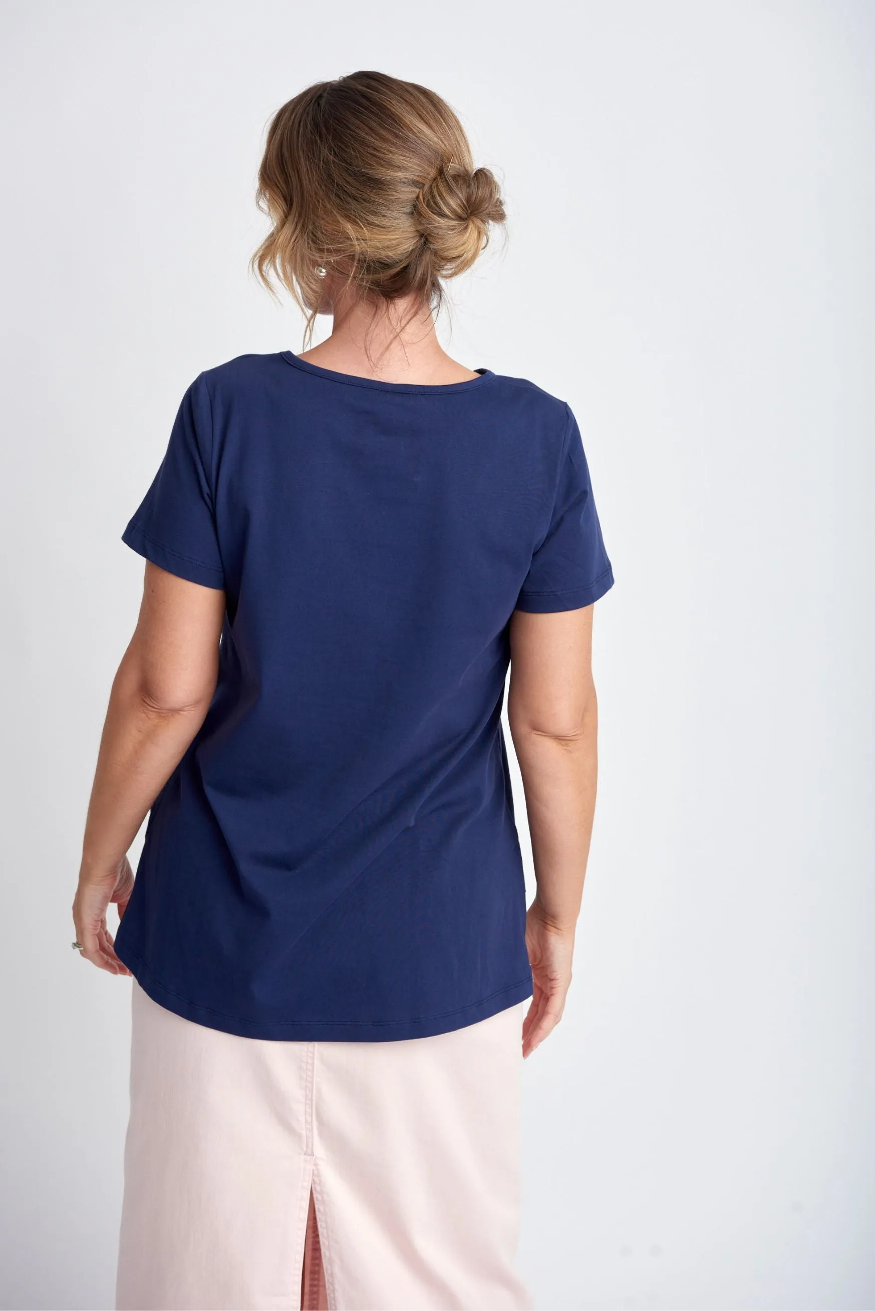 A Line Cotton Tee Navy