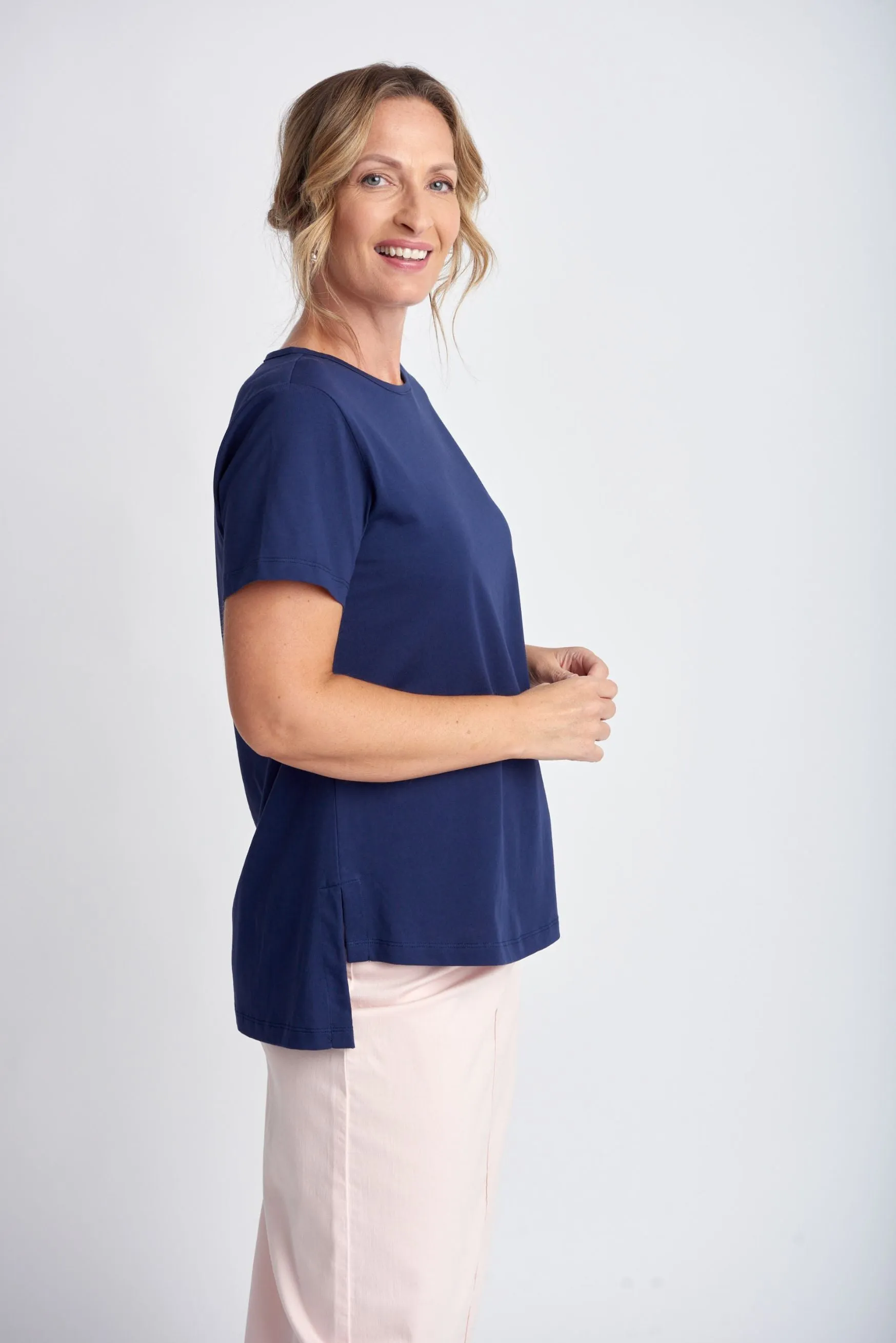 A Line Cotton Tee Navy