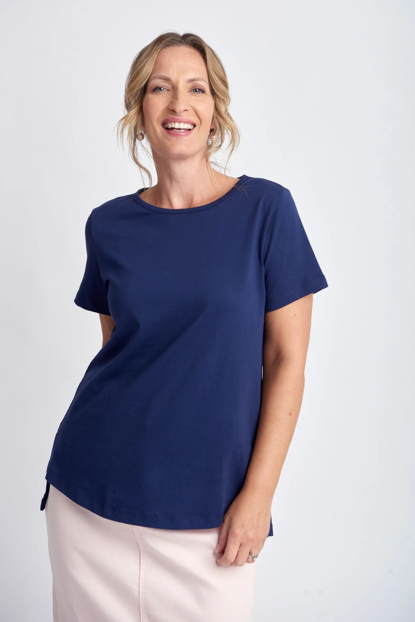 A Line Cotton Tee Navy