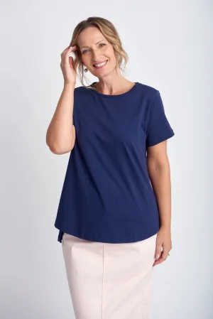 A Line Cotton Tee Navy