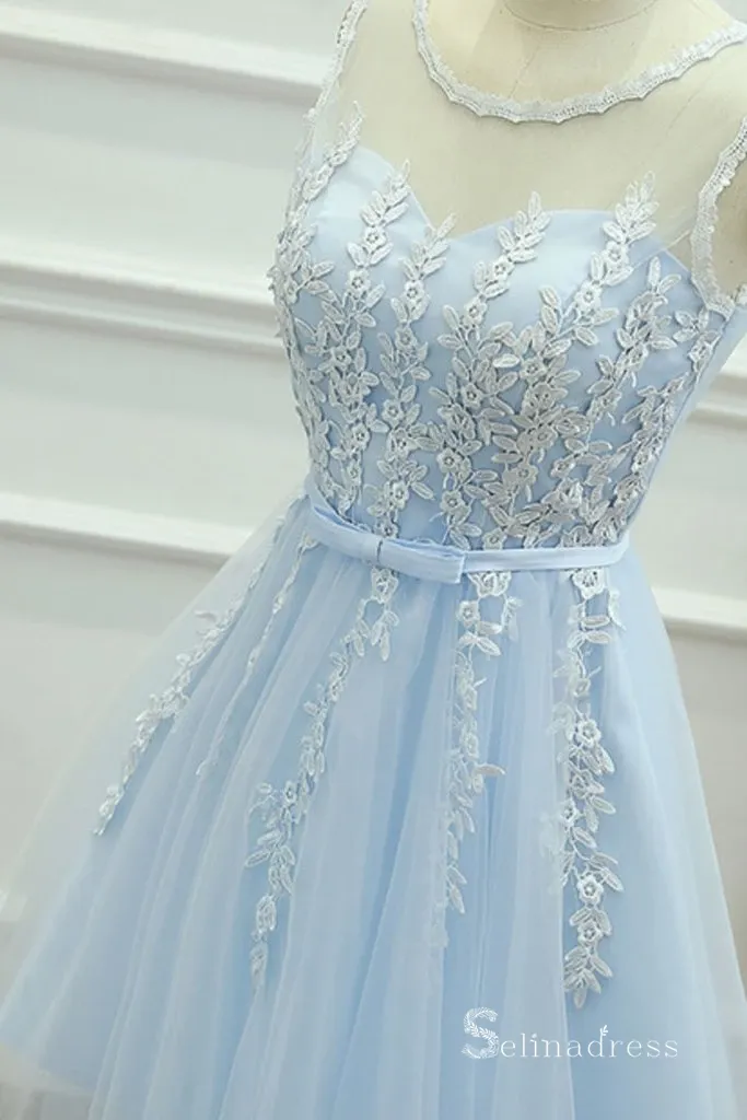 A-line Light Sky Blue Cute Homecoming Dress Short Prom Dresses #MHL066