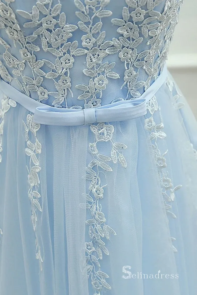 A-line Light Sky Blue Cute Homecoming Dress Short Prom Dresses #MHL066