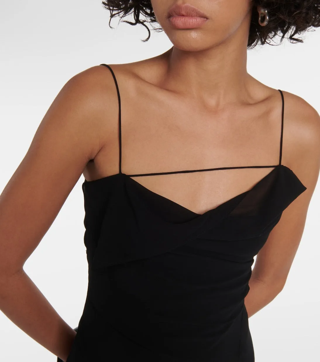 Acne Studios Asymmetrical Ruffle Midi Dress, Black