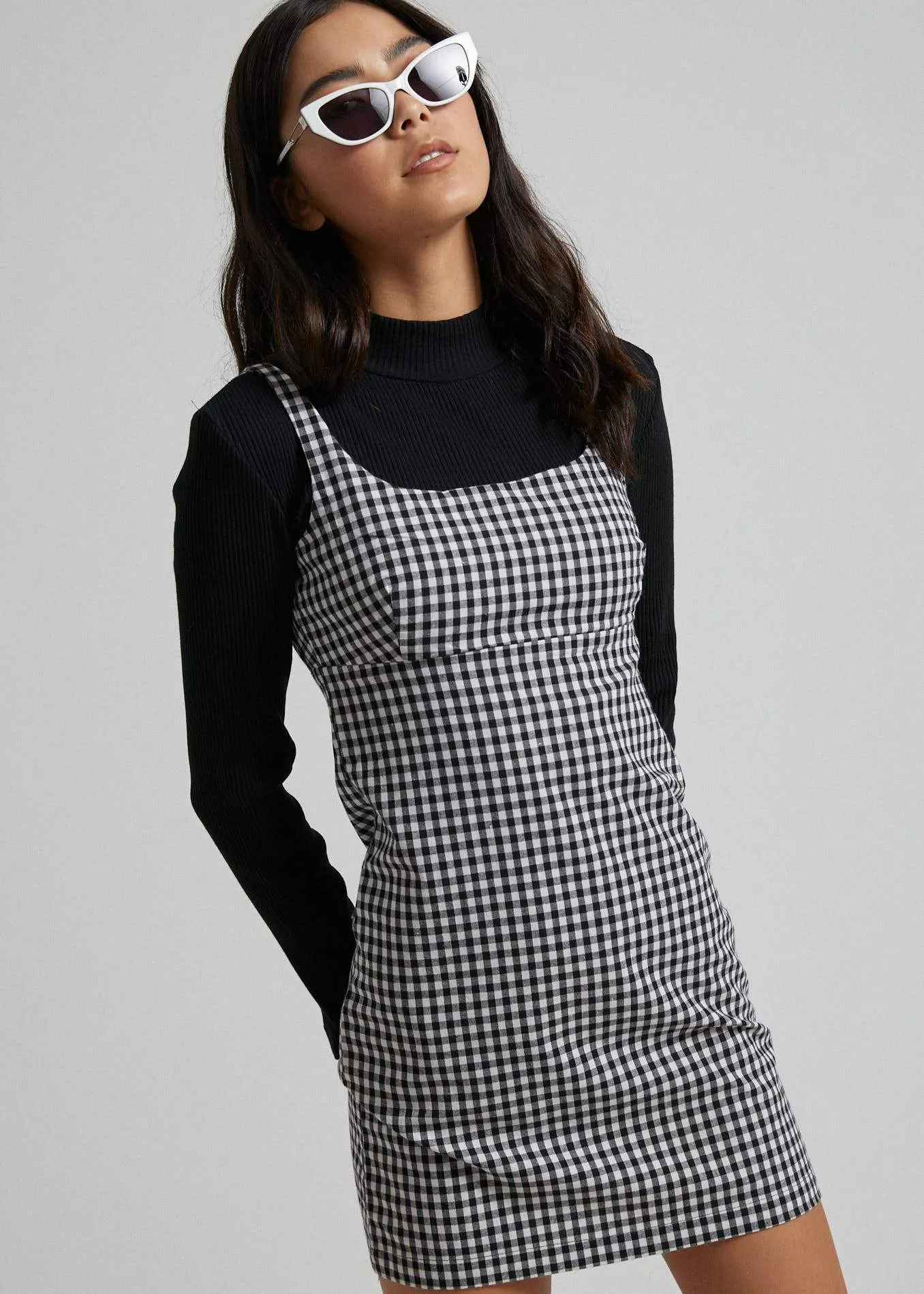 Afends Womens Winona Gingham Mod Dress in Classic Black & White - Stylish Vintage-Inspired Design