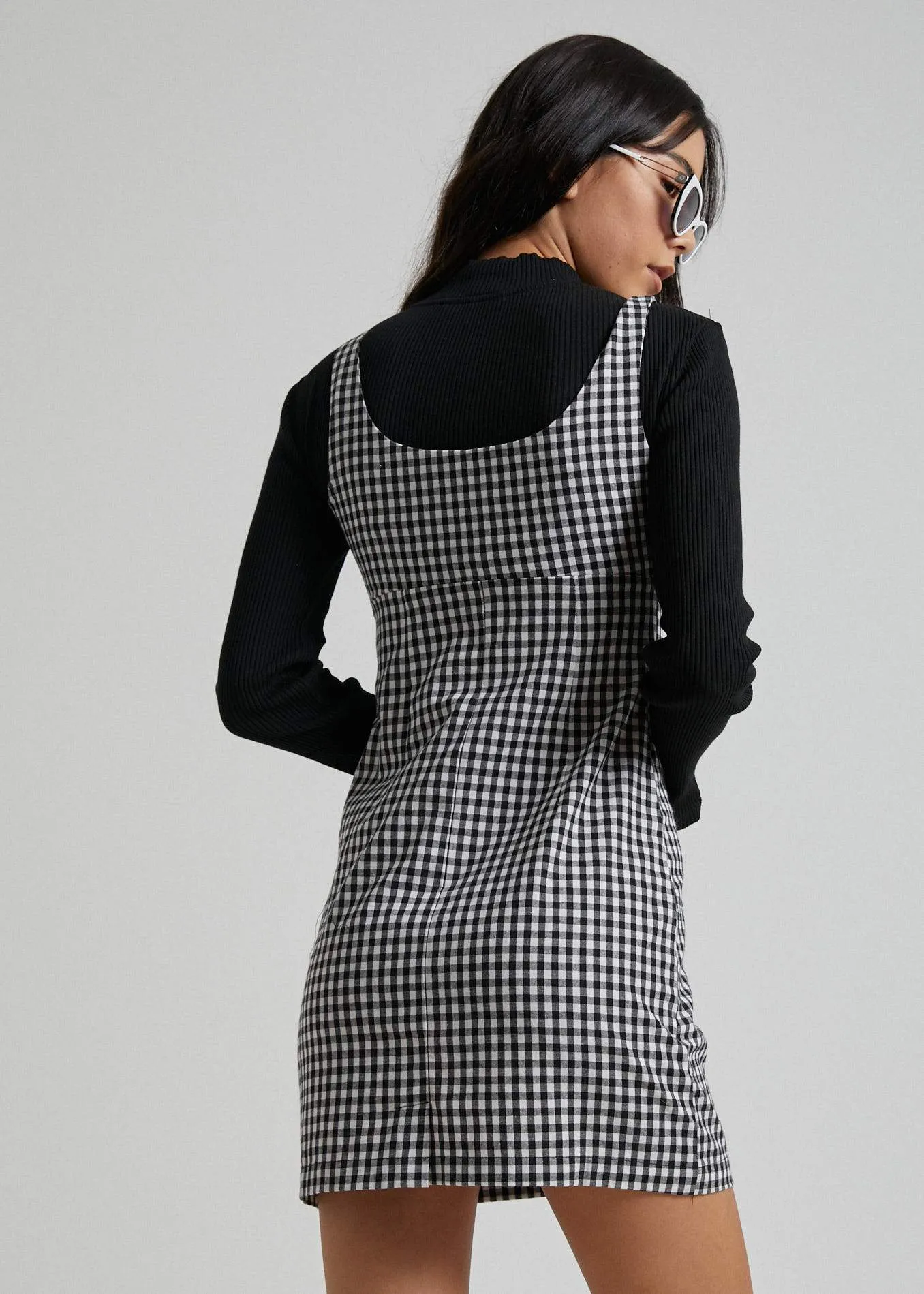 Afends Womens Winona Gingham Mod Dress in Classic Black & White - Stylish Vintage-Inspired Design