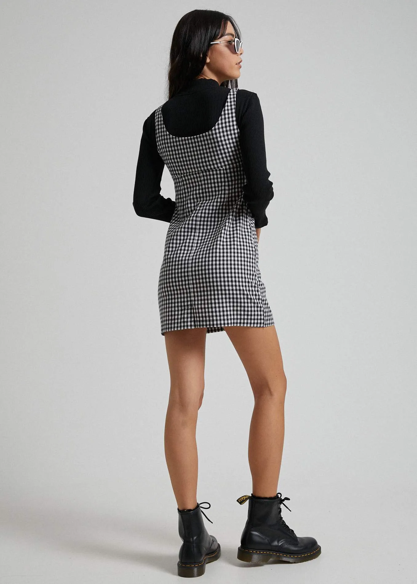 Afends Womens Winona Gingham Mod Dress in Classic Black & White - Stylish Vintage-Inspired Design