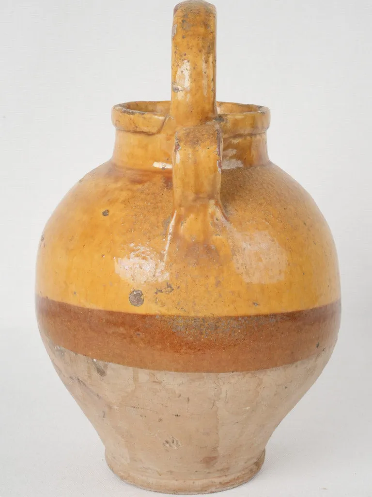 Antique French cruche w/ bright yellow demi glaze
