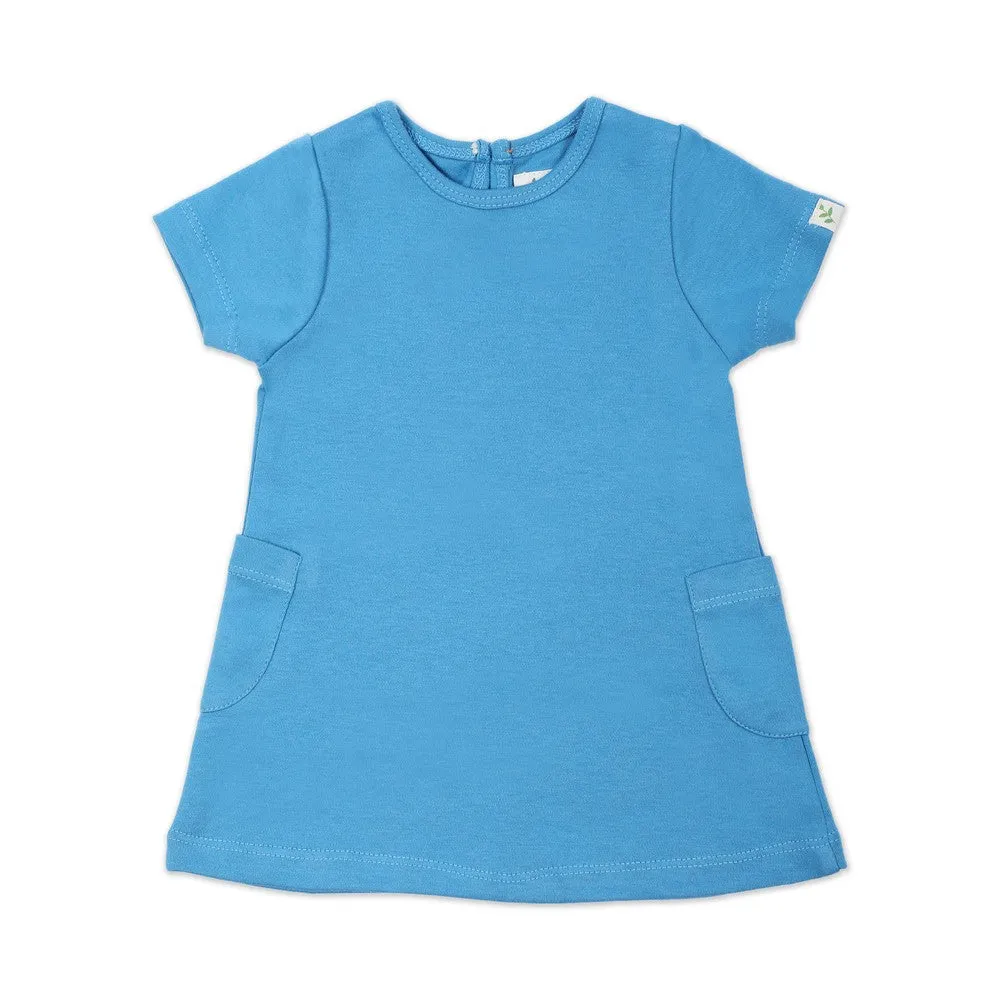 Aqua Plain Half Sleeves Dress