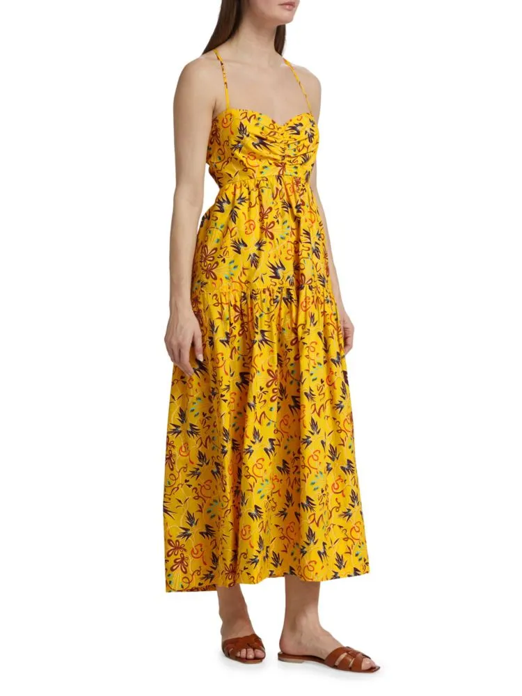 Arit maxi dress with floral print A., yellow