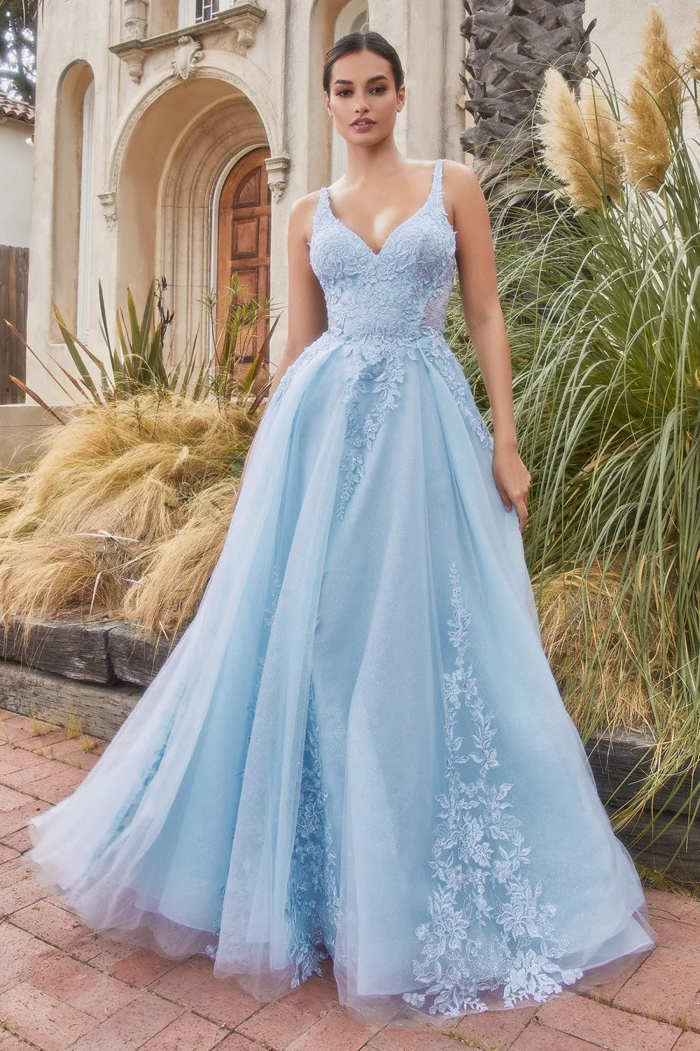 Audrina Lace Top Tulle Ballgown Prom Dress 6201125HIR-Blue Andrea & Leo A1125 LaDivine A1125