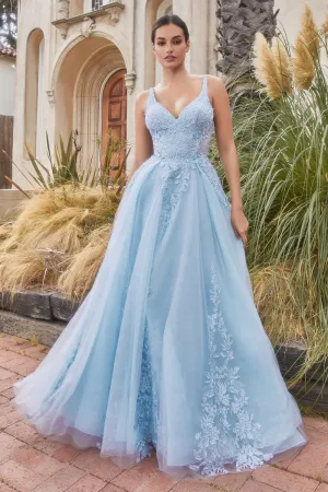Audrina Lace Top Tulle Ballgown Prom Dress 6201125HIR-Blue Andrea & Leo A1125 LaDivine A1125