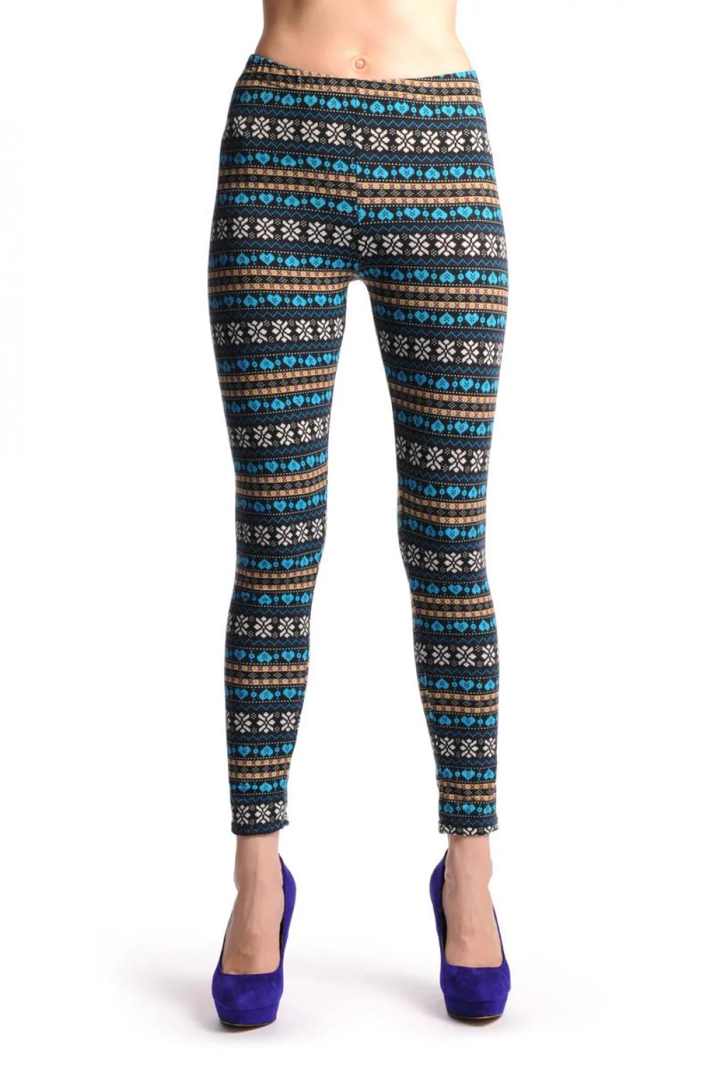 Blue Yellow & Black Aztec Jacquard Knit Print