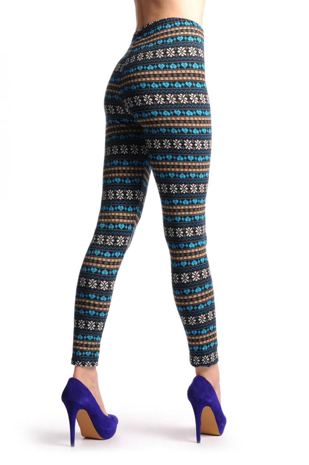 Blue Yellow & Black Aztec Jacquard Knit Print