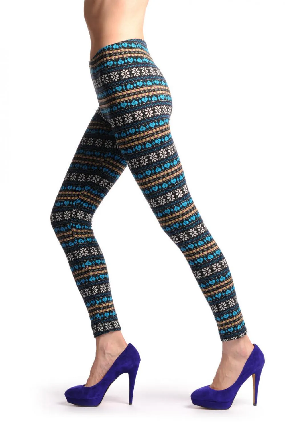 Blue Yellow & Black Aztec Jacquard Knit Print