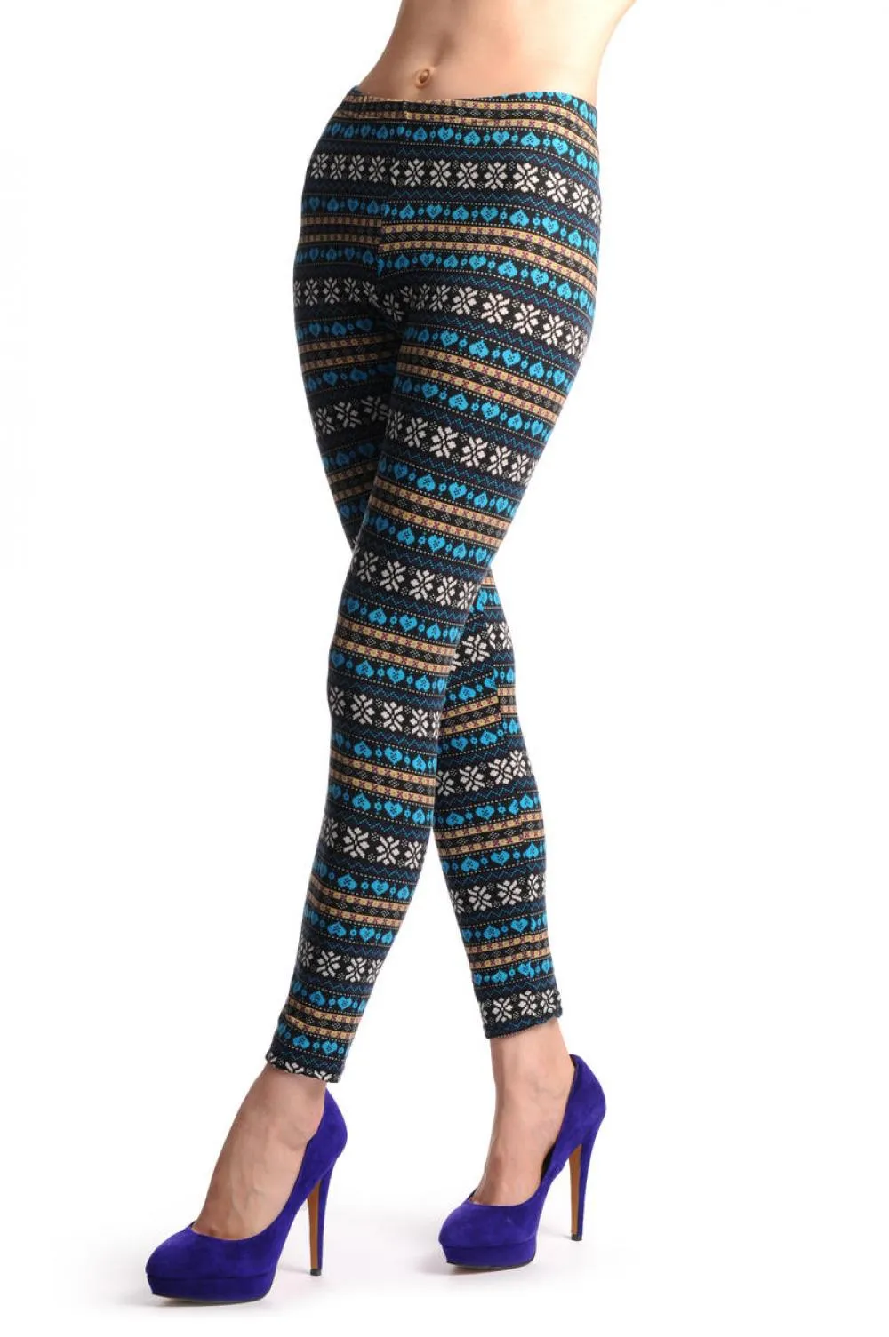 Blue Yellow & Black Aztec Jacquard Knit Print