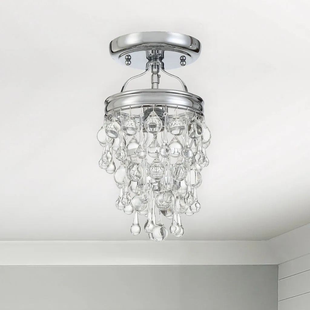 Calypso 1 Light Crystal Teardrop Polished Chrome Semi Flush Mount