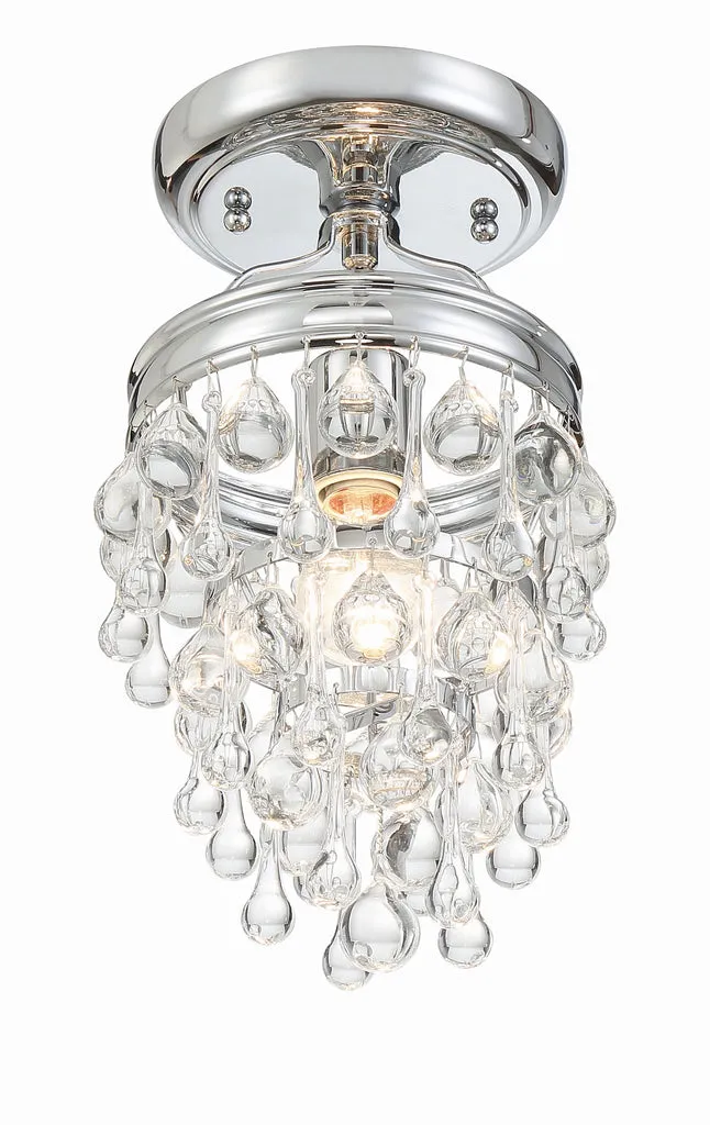 Calypso 1 Light Crystal Teardrop Polished Chrome Semi Flush Mount