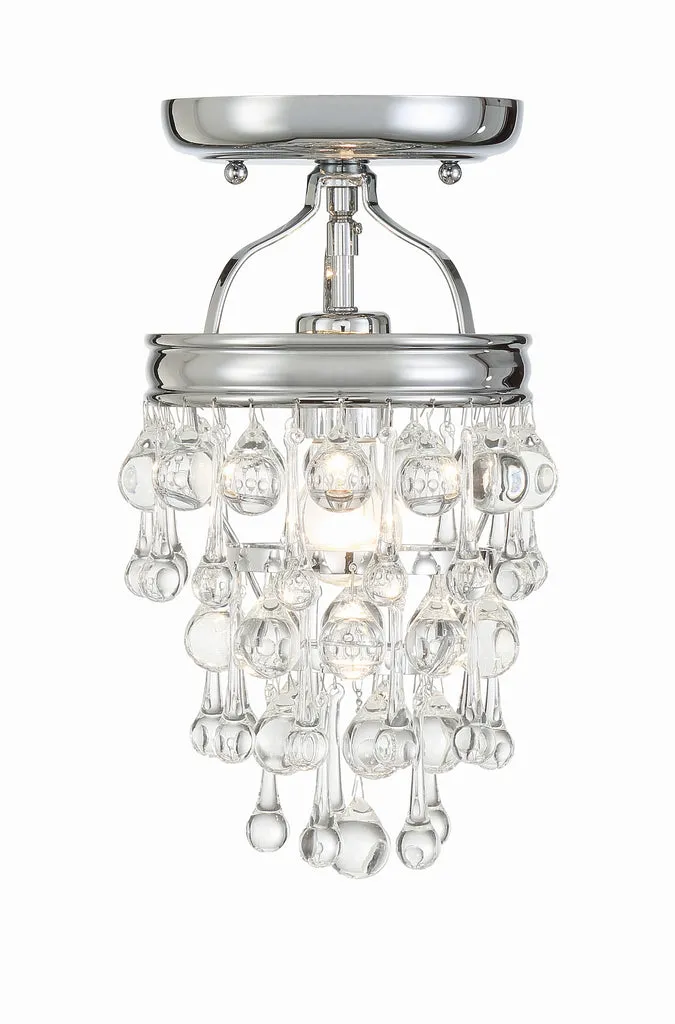 Calypso 1 Light Crystal Teardrop Polished Chrome Semi Flush Mount