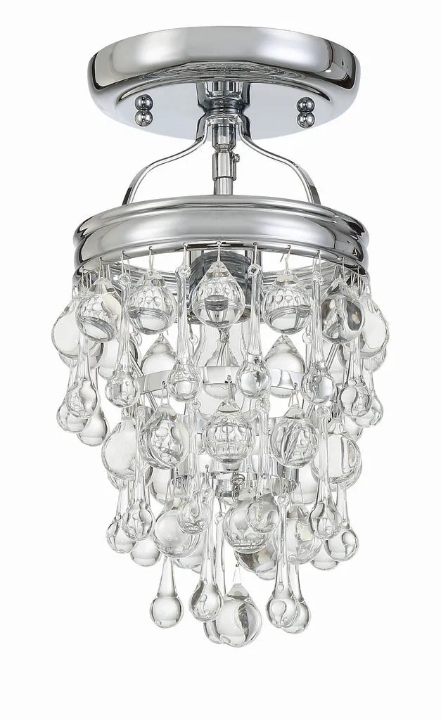 Calypso 1 Light Crystal Teardrop Polished Chrome Semi Flush Mount