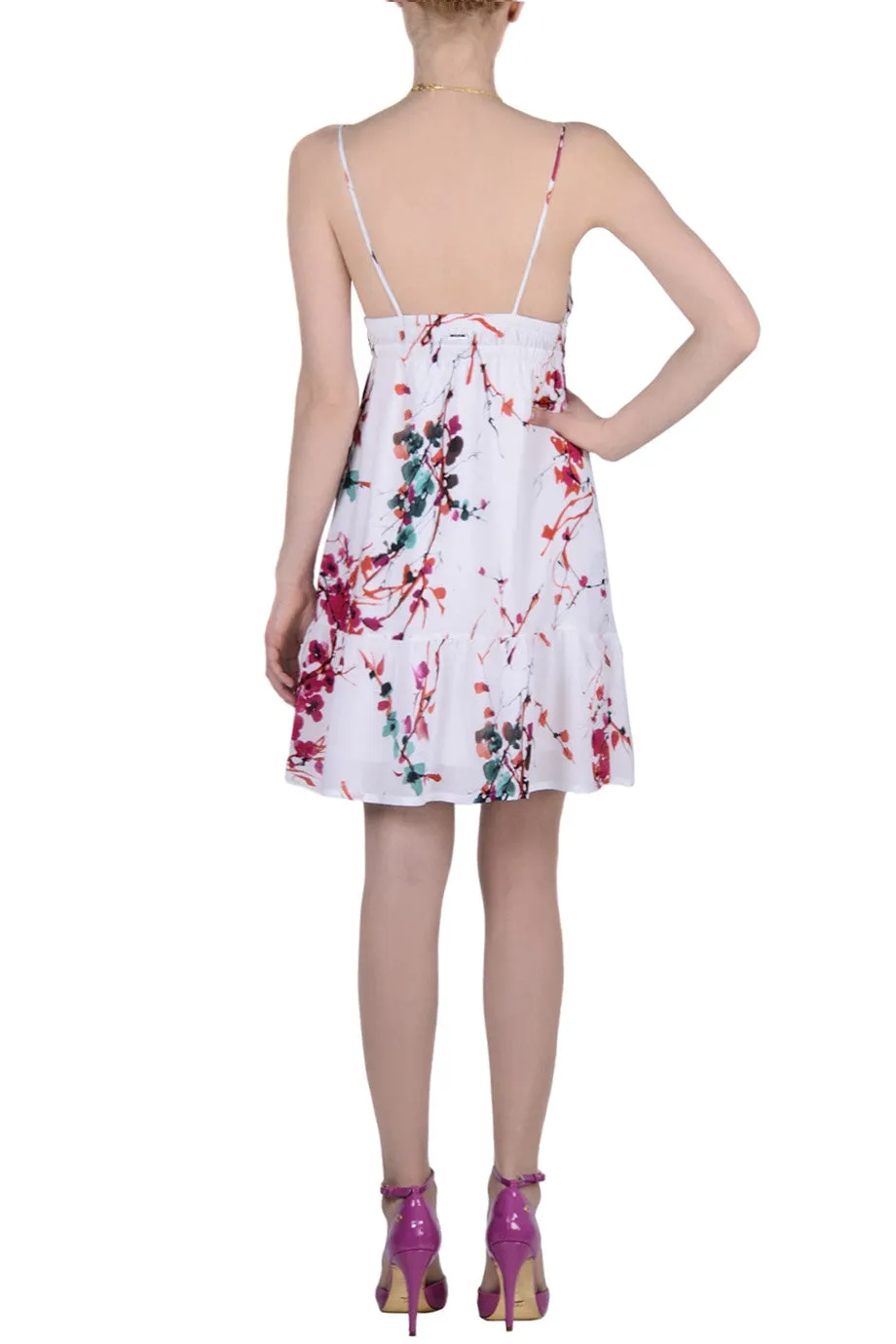 CARLOS MIELE AQUARELLE White Floral Printed Dress