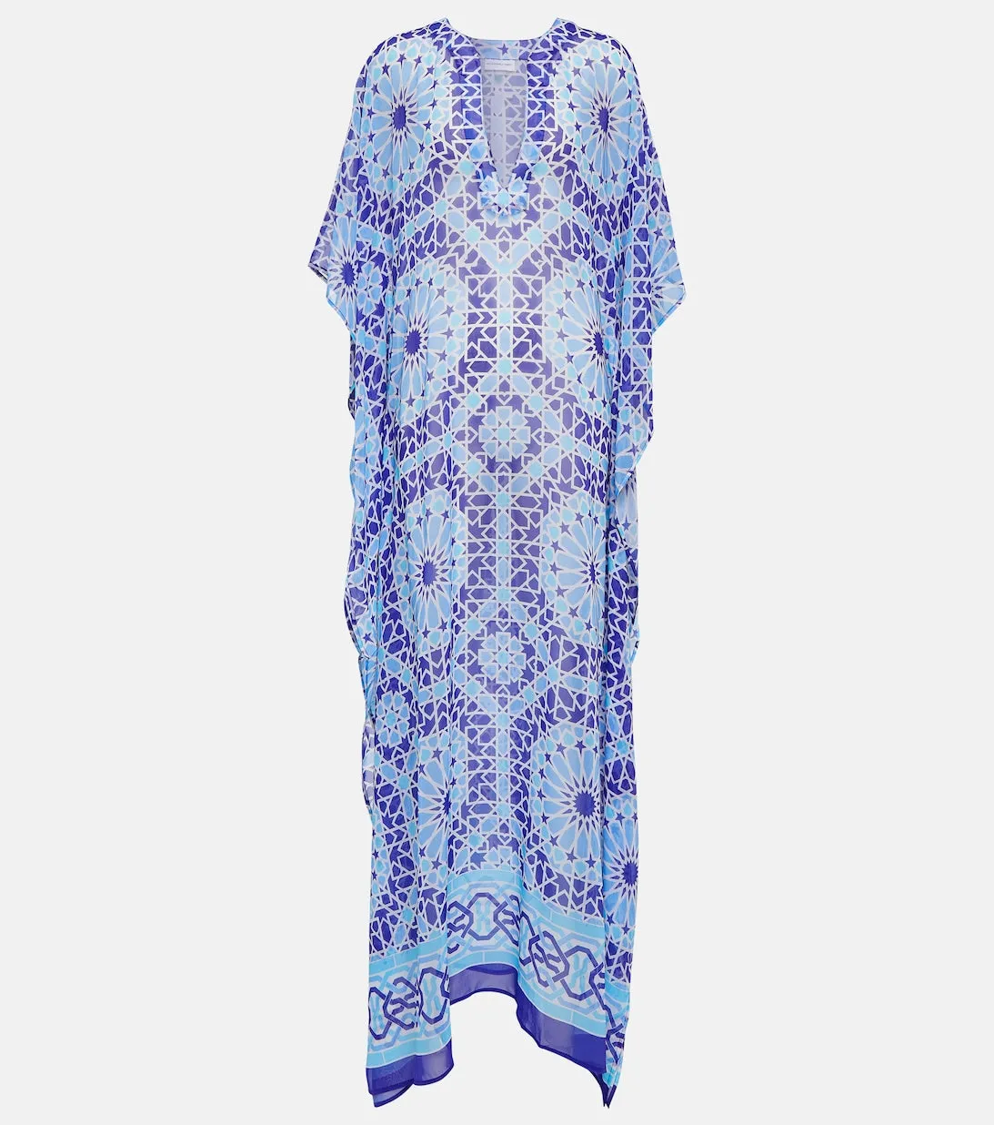Chiffon kaftan with Roxanne ALEXANDRA MIRO print, blue