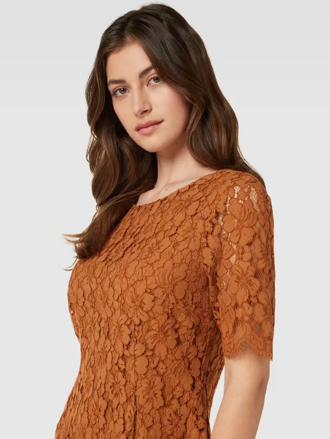Christian Berg Lace Knee Length Dress, Cognac