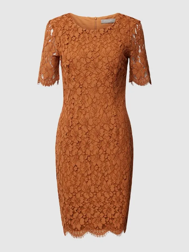 Christian Berg Lace Knee Length Dress, Cognac