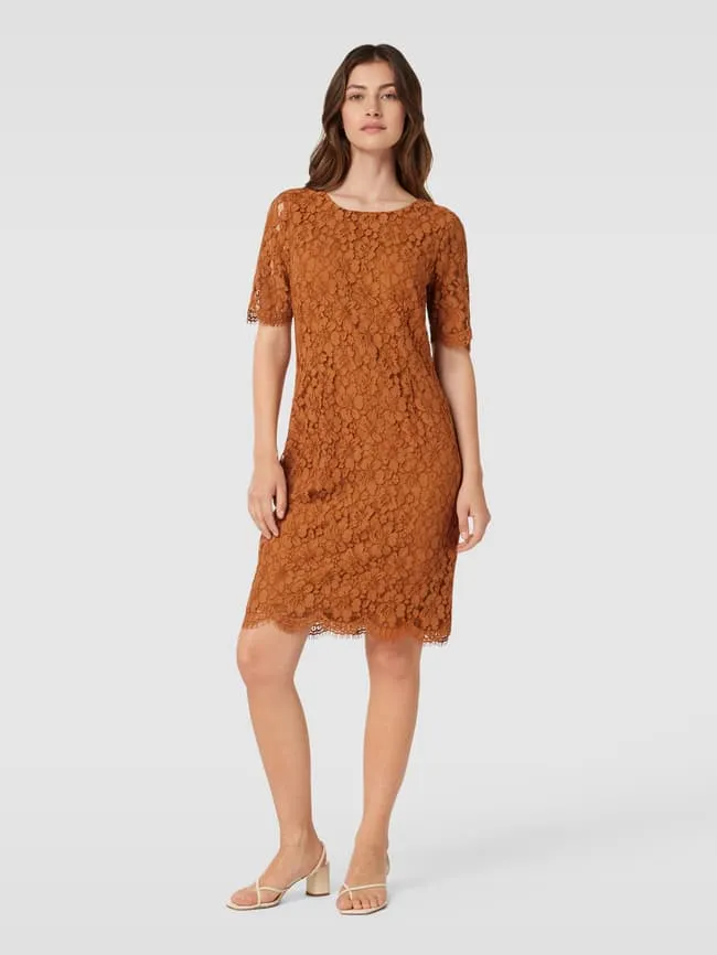 Christian Berg Lace Knee Length Dress, Cognac