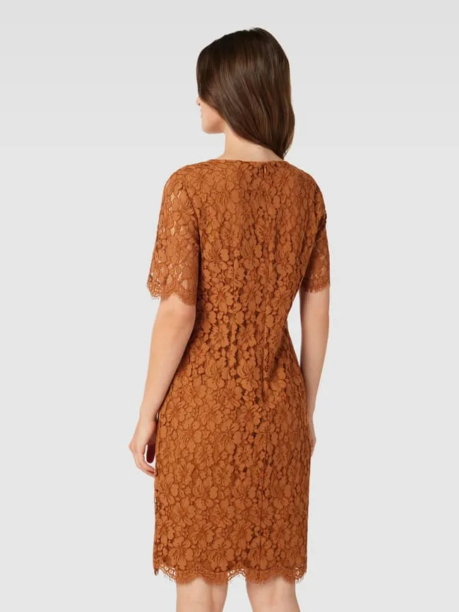 Christian Berg Lace Knee Length Dress, Cognac