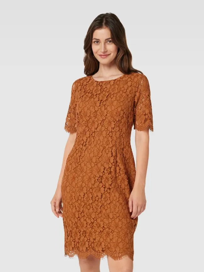 Christian Berg Lace Knee Length Dress, Cognac
