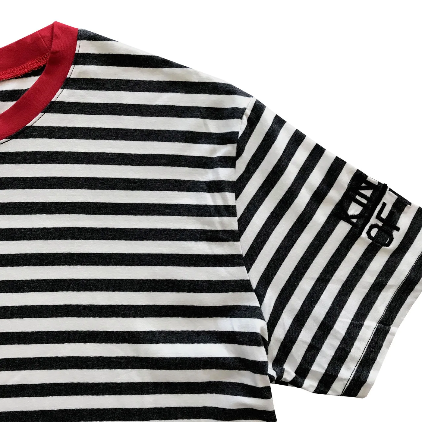 Dark Grey and White Striped Mens T-Shirt