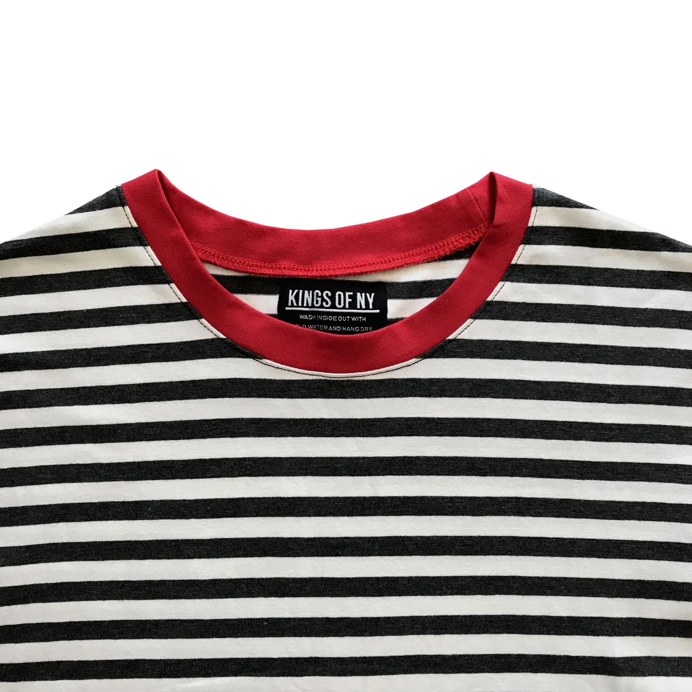 Dark Grey and White Striped Mens T-Shirt