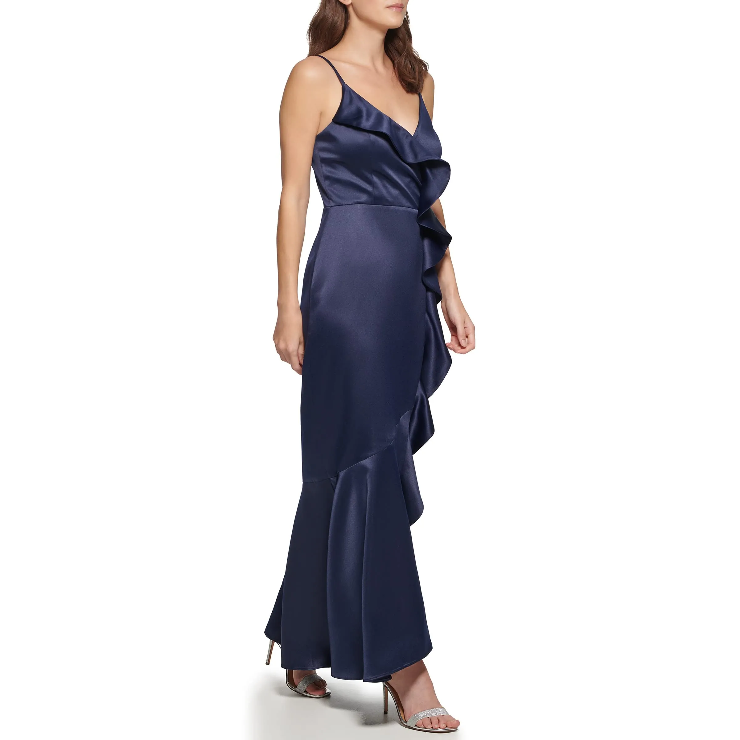 Dress DKNY, Sleeveless Ruffled V-Neck Gown