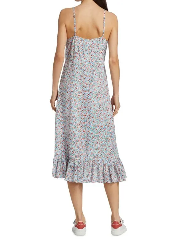 Dress - Midi Tiered Rails Frida with floral print, blue