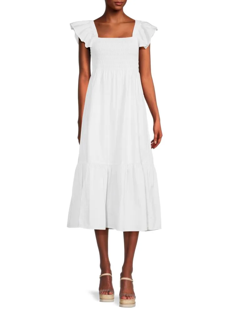 Dress Tuscany with ruffles Caara, white