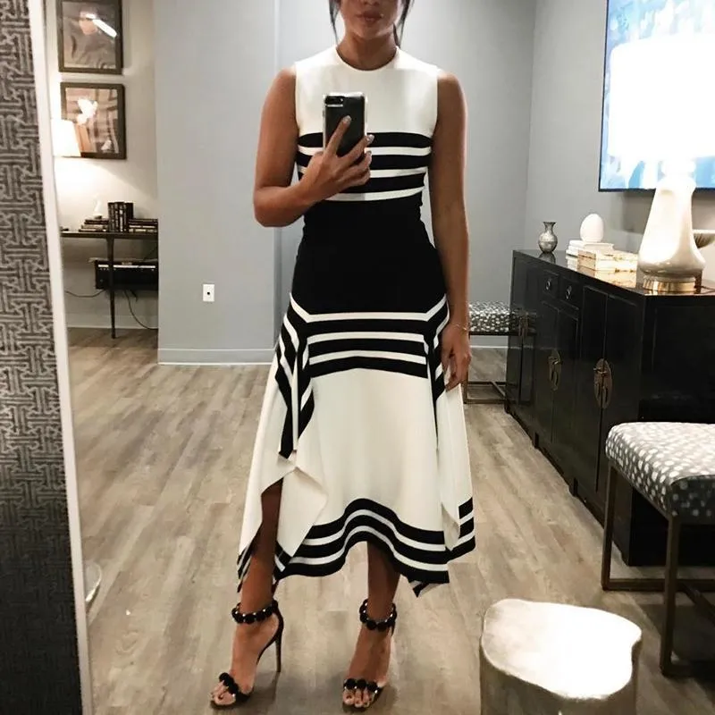 Dunnmall Sleeveless Summer Women's Striped Dress