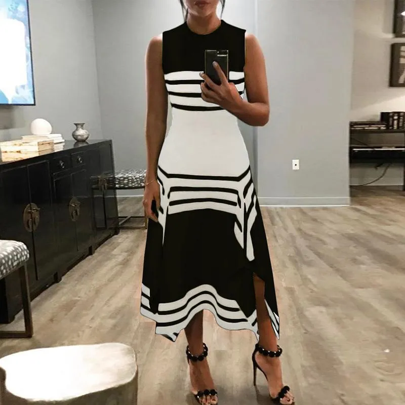 Dunnmall Sleeveless Summer Women's Striped Dress