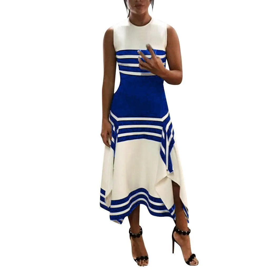 Dunnmall Sleeveless Summer Women's Striped Dress