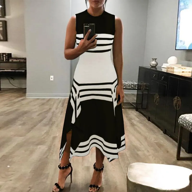 Dunnmall Sleeveless Summer Women's Striped Dress