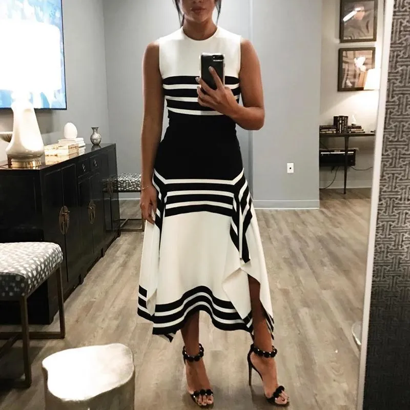 Dunnmall Sleeveless Summer Women's Striped Dress