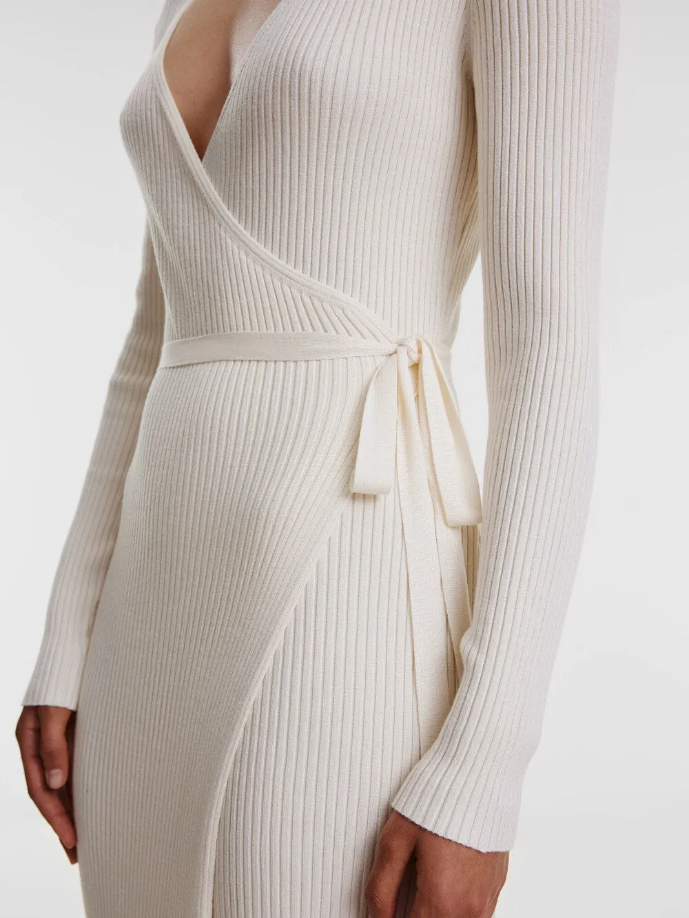 Edited Mailien knitted dress, beige/white