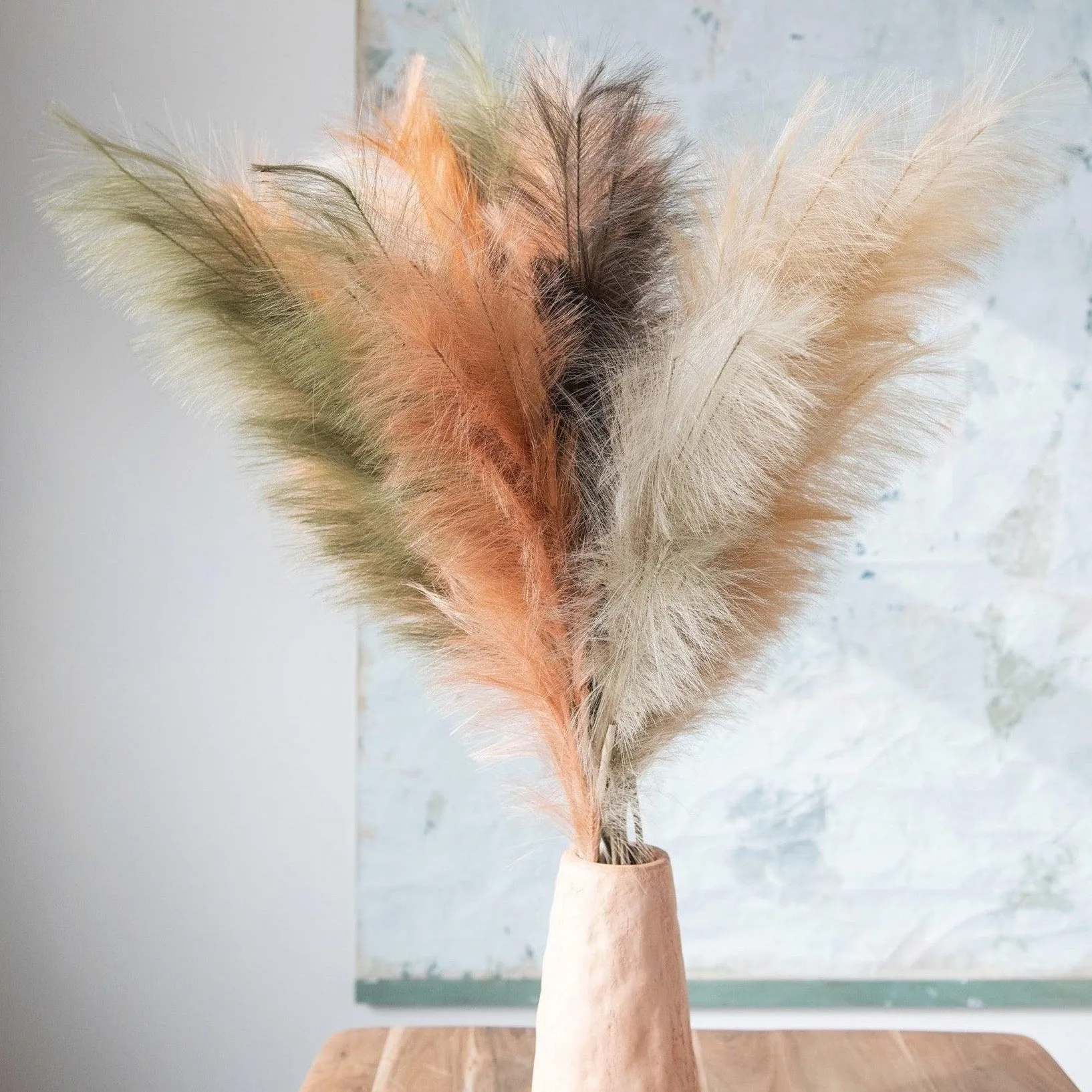 Faux Pampas Grass Plume, Wheat