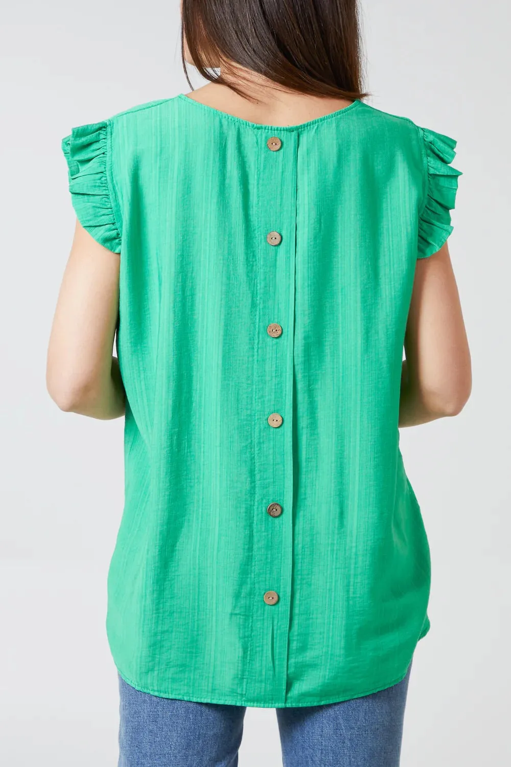 Frill Sleeve Button Back Top (2 Colours)