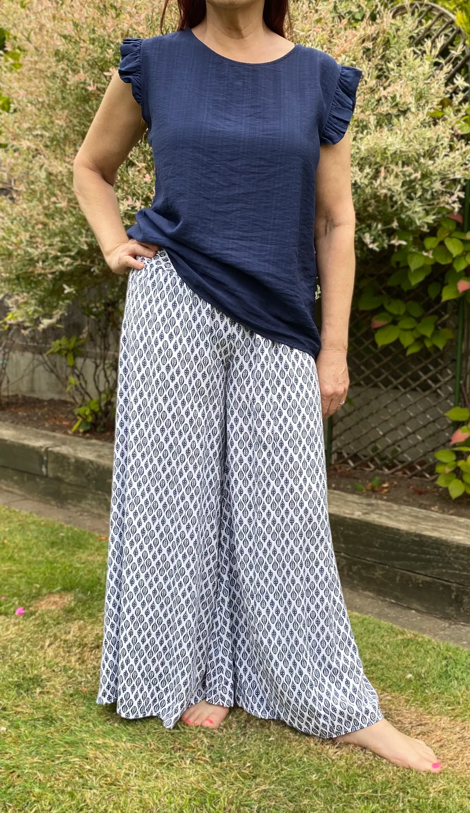 Frill Sleeve Button Back Top (2 Colours)