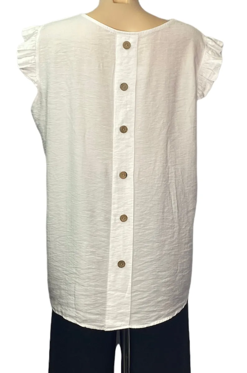 Frill Sleeve Button Back Top (2 Colours)